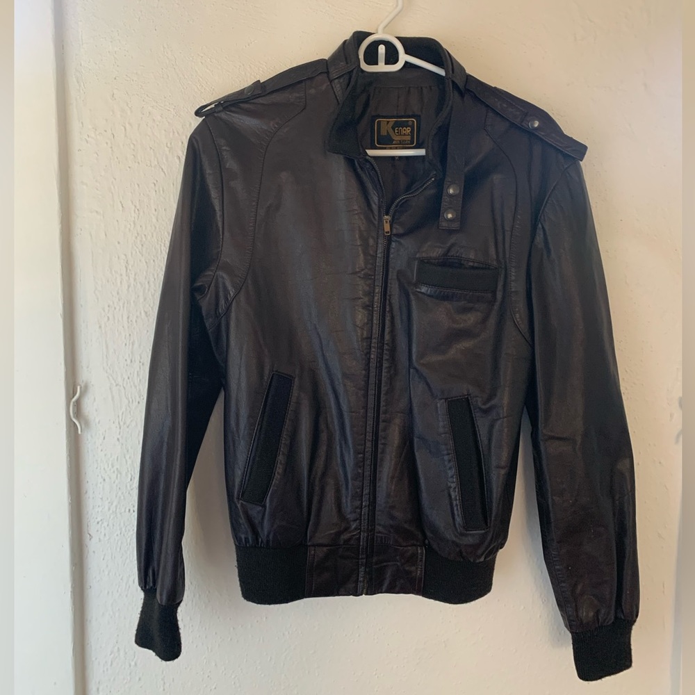 Vintage Ann Tjian Kenar 1980 Brown Leather Jacket, Medium